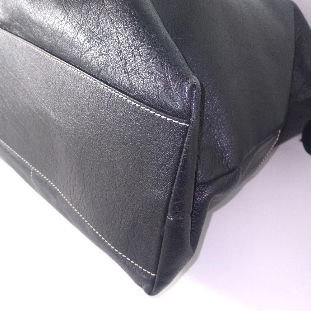 DOONEY & BOURKE DILLEN Black Pebbled Leather Large Hobo Bag